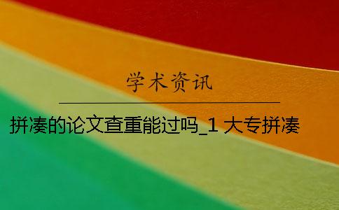 拼凑的论文查重能过吗_1 大专拼凑的论文查重能过吗